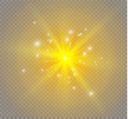 Star on a transparent background, light effect, vector illustration burst with sparkles.のイラスト素材