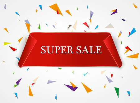 Super Sale Banner Ribbon Vector Illustration.のイラスト素材