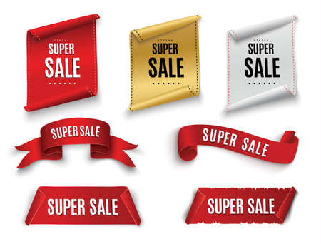 Super Sale Banner Ribbon. Vector Illustration.のイラスト素材