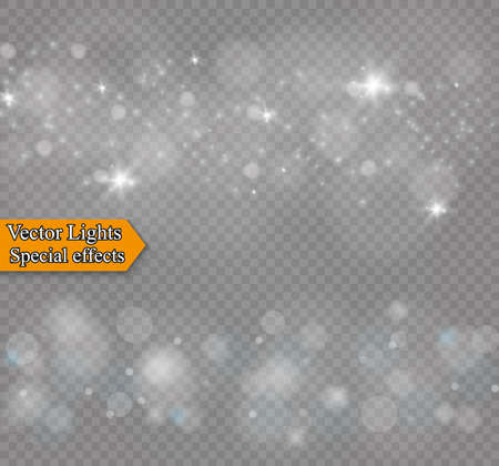 Dust on a transparent background.bright stars.The glow lighting effect. vector illustration.the sun is shining.のイラスト素材
