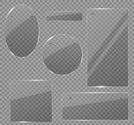 Set of glass plates. Vector glass banners on a transparent background.transparency.for publicity.のイラスト素材