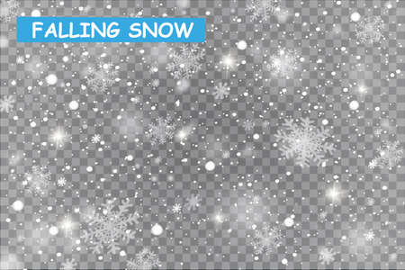 Falling Christmas Shining transparent beautiful snow isolated on transparent background.のイラスト素材