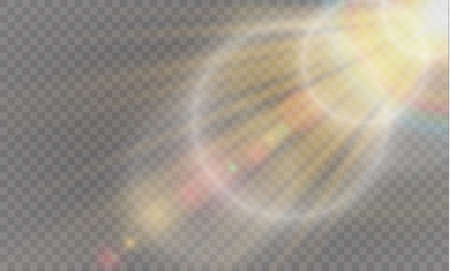 Abstract lens gold front solar flare transparent special light effect design.のイラスト素材