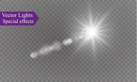 Abstract lens gold front solar flare transparent special light effect design.のイラスト素材