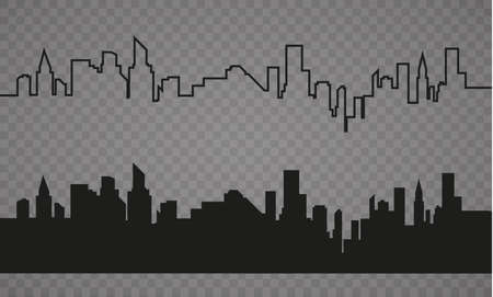 The silhouette of the city in a flat style. Modern urban landscape.vector illustration.のイラスト素材
