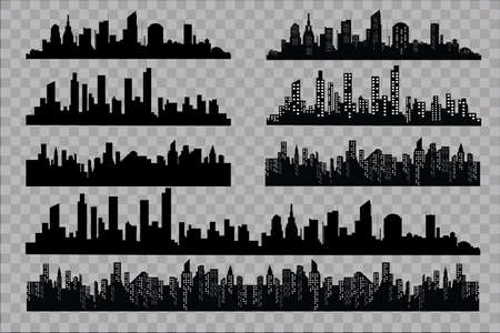 The silhouette of the city in a flat style. Modern urban landscape.vector illustration.のイラスト素材