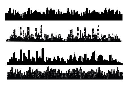 The silhouette of the city in a flat style. Modern urban landscape vector illustration.のイラスト素材