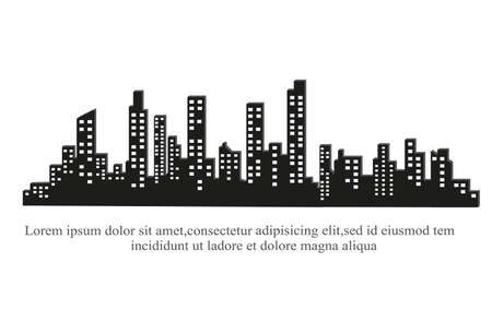 The silhouette of the city in a flat style. Modern urban landscape.vector illustration.のイラスト素材