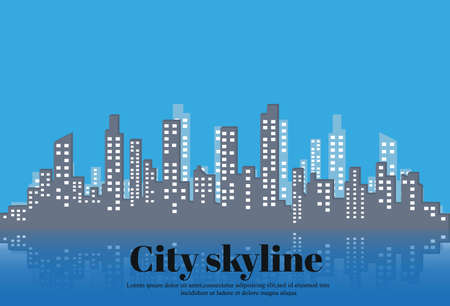 The silhouette of the city in a flat style. Modern urban landscape vector illustration.のイラスト素材