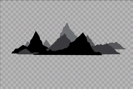 Set of black and white mountain silhouettes.のイラスト素材