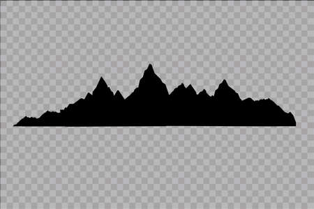 Set of black and white mountain silhouettes.のイラスト素材