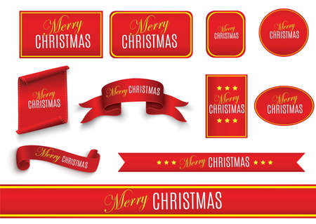 Red realistic ribbon template.のイラスト素材