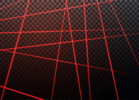 Abstract red laser beam  Transparent isolated on black background. Vector illustration.のイラスト素材