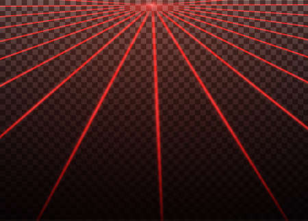 Abstract red laser beam. Transparent isolated on black background. Vector illustration.the lighting effect.floodlight directional.のイラスト素材