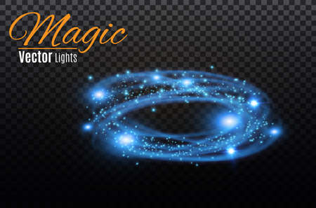Circular lens flare transparent light effect.  Glowing ring trace background. Vector illustration.のイラスト素材