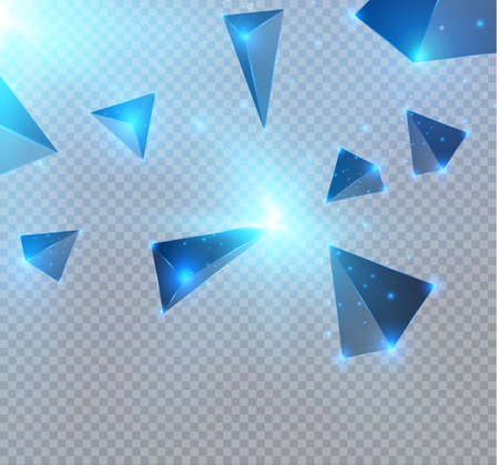 realistic triangles and light effects. 3D effect.motion of flying triangles. Vector illustration.For cover book, brochure, flyer, poster, magazine, cd cover designのイラスト素材