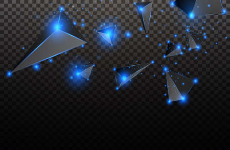 realistic triangles and light effects. 3D effect.motion of flying triangles. Vector illustration.For cover book, brochure, flyer, poster, magazine, cd cover designのイラスト素材