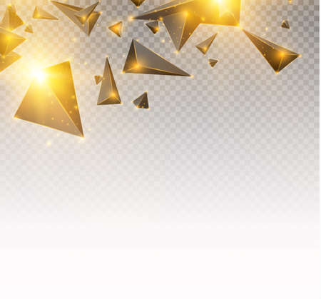 realistic triangles and light effects. 3D effect.motion of flying triangles. Vector illustration.For cover book, brochure, flyer, poster, magazine, cd cover designのイラスト素材
