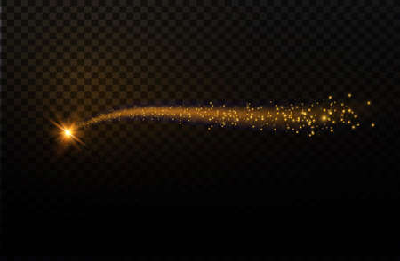 Yellow sparks and stars shine with special light. Sparkling magical dust particles.のイラスト素材