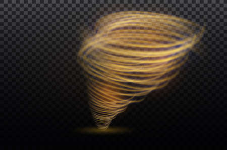 A glowing tornado. Rotating wind. Beautiful wind effect. Isolated on a transparent background. Vector illustrationのイラスト素材