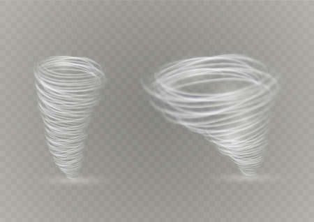 A glowing tornado. Rotating wind. Beautiful wind effect. Isolated on a transparent background. Vector illustrationのイラスト素材
