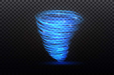 A glowing tornado. Rotating wind. Beautiful wind effect. Isolated on a transparent background. Vector illustrationのイラスト素材