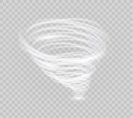 A glowing tornado. Rotating wind. Beautiful wind effect. Isolated on a transparent background. Vector illustrationのイラスト素材