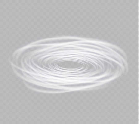 A glowing tornado. Rotating wind. Beautiful wind effect. Isolated on a transparent background. Vector illustrationのイラスト素材