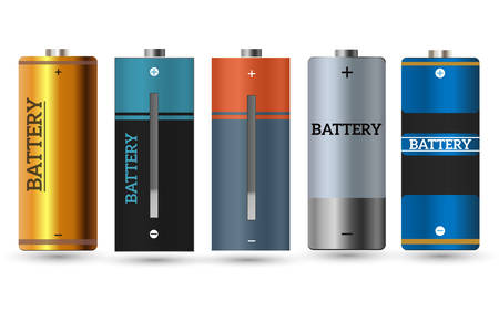 Battery charger with finger low batteries and indicators, high vector isolated.vector illustrationのイラスト素材