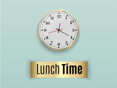 Office wall clock. Template design in large size. A layout for branding and advertising isolation. A beautiful and original timer on a transparent background. Vector illustrationのイラスト素材