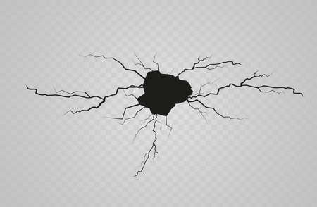 Set of vector cracks isolated on transparent backgroundのイラスト素材