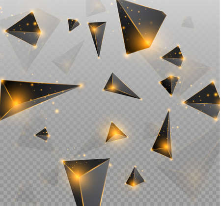 A realistic triangles and light effects. 3D effect.motion of flying triangles. Vector illustration.For cover book, brochure, flyer, poster, magazine, cd cover designのイラスト素材