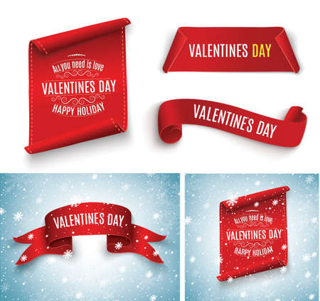 Valentine's Day set of banners.のイラスト素材