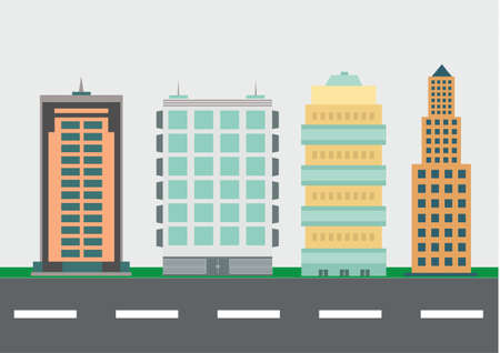 The silhouette of the city in a flat style. Modern urban landscape.vector illustration.のイラスト素材