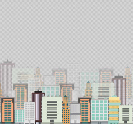 The silhouette of the city in a flat style. Modern urban landscape. Vector illustration.のイラスト素材