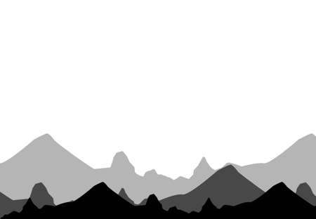 Set of black and white mountain silhouettes.のイラスト素材