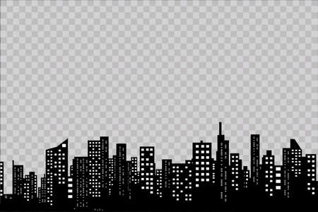 The silhouette of the city in a flat style. Modern urban landscape. Vector illustration.のイラスト素材
