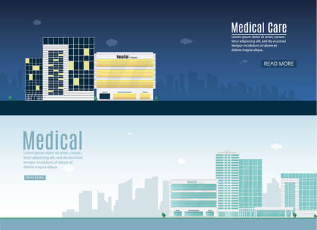 The silhouette of the city in a flat style. Modern urban landscape. Vector illustration.のイラスト素材