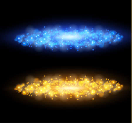 Blue and yellow glowing light burst image illustrationのイラスト素材