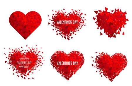 Vector geometric Mosaic Heart setのイラスト素材