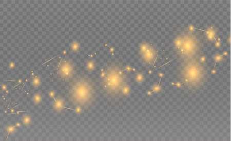 White sparks and golden stars glitter special light effect. Vector sparkles on transparent background. Christmas abstract pattern. Sparkling magic dust particlesのイラスト素材