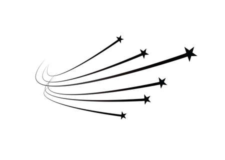 Abstract Falling Star Vector - Black Shooting Star with Elegant Star Trail on White Background.のイラスト素材