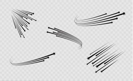 Abstract Falling Star Vector - Black Shooting Star with Elegant Star Trail on White Background - Meteoroid, Comet, Asteroidのイラスト素材