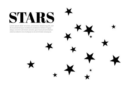 Stars on a white background. Black star shooting with an elegant star.Meteoroid, comet, asteroid, starsのイラスト素材