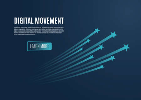 Speed movement concept, comet flies, blue color, beautiful design, flat vector illustration of linesのイラスト素材