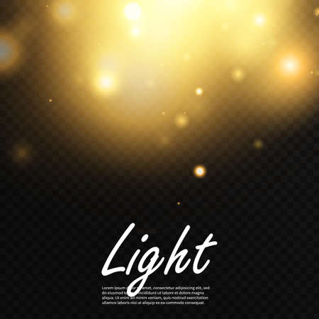 Gold glow particles bokeh. Glitter effect. Burst with sparkles.Golden Sparkling Glitters and Stars. Vector Festive Illustration of Shiny Particles. Fire Stars Isolated on Transparent.のイラスト素材