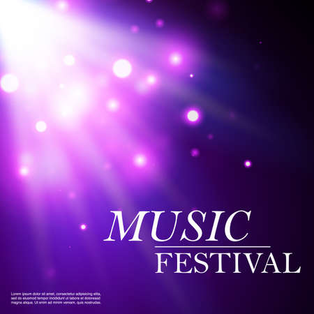 Musical festival. Blue glow of bokeh particles. The effect of shine. Explosion with sparkles. Bright sequins and stars. Vector Festive illustration of shiny particles.のイラスト素材