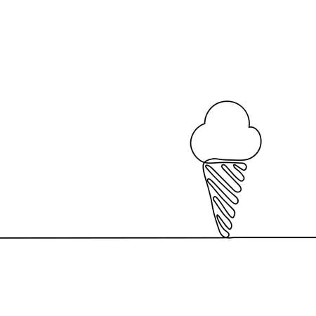 Ice cream is black. Continuous line drawing. Beautiful design for a black background. Vector illustrationのイラスト素材