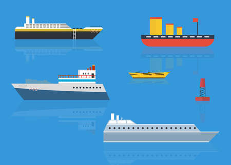 Sea or ocean cruise vector concept in flat style.のイラスト素材
