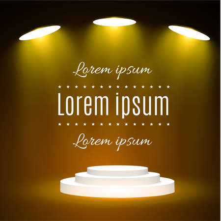 Stage podium with lighting, Stage Podium Scene with for Award Ceremony on blue Background, Vector illustrationのイラスト素材